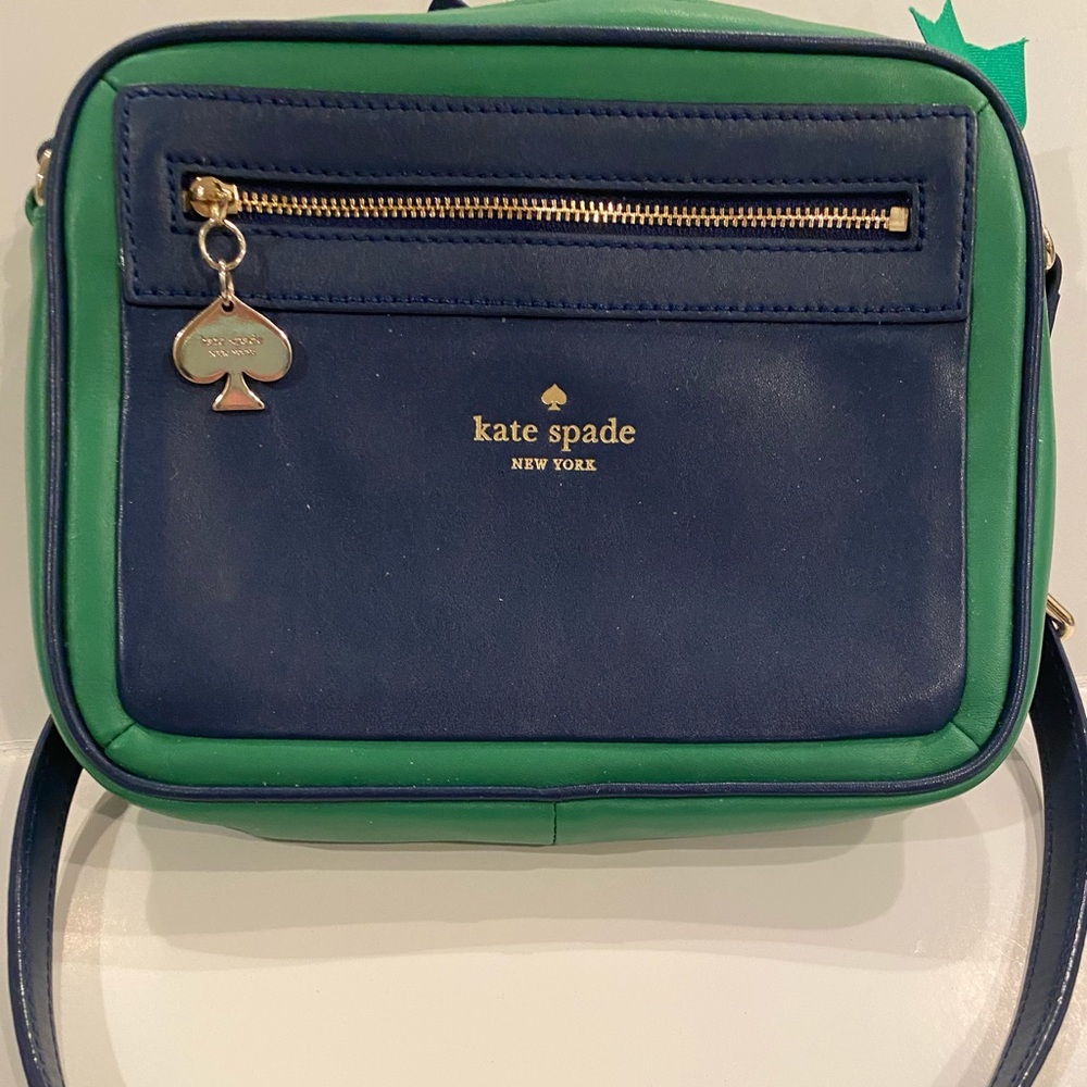 Kate Spade Navy Blue with Green trim purse